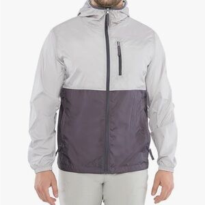 Arctix Two-Tone Light Gray and Dark Gray Hooded Windbreaker